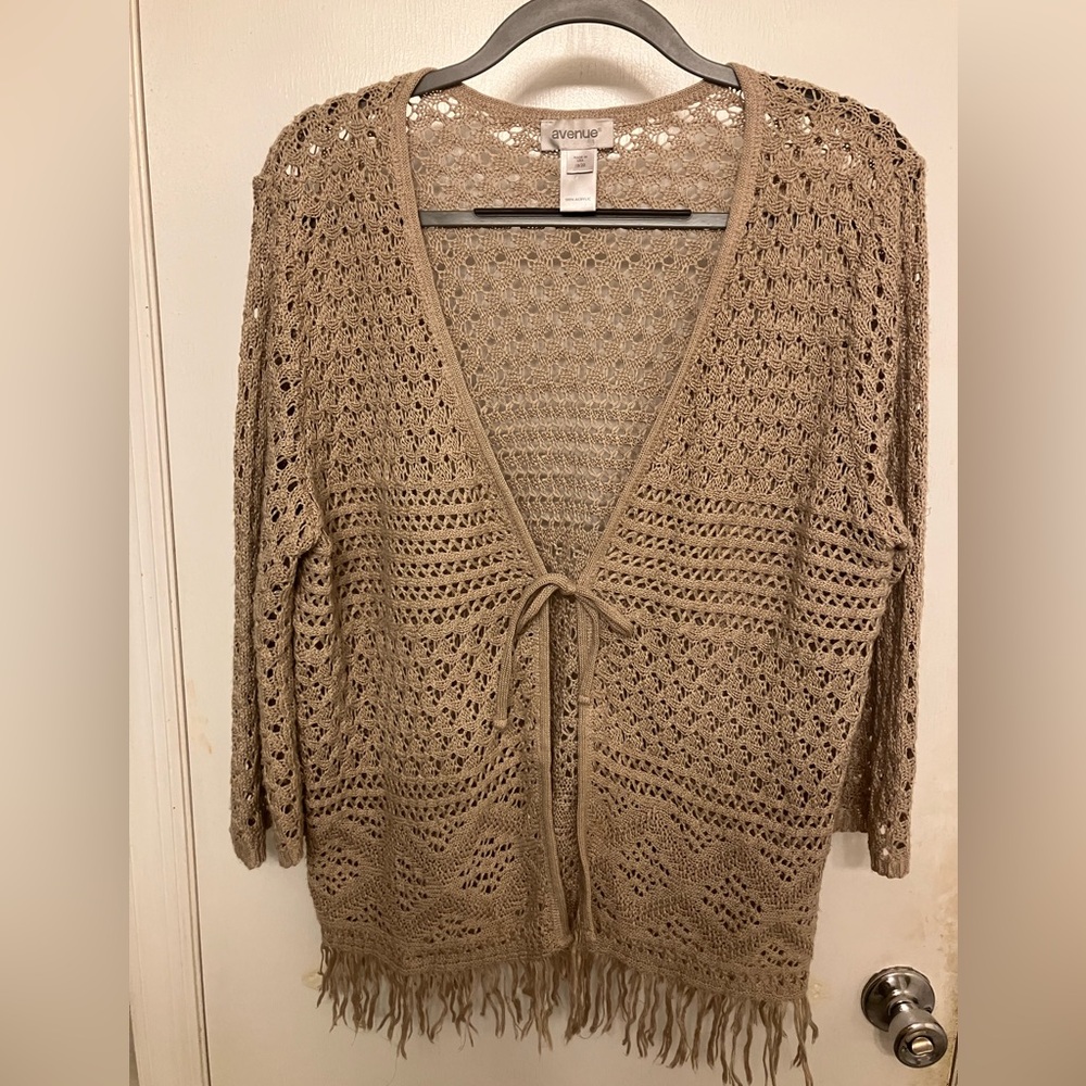 Avenue tie front cardigan/topper open knit 18/20 XL